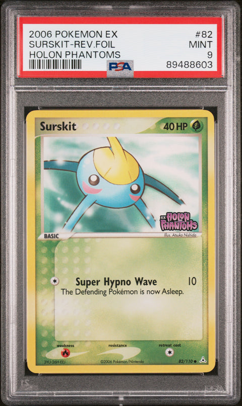 2006 Pokemon Ex Holon Phantoms #82 Surskit-Rev.Foil Holon Phantoms PSA 9