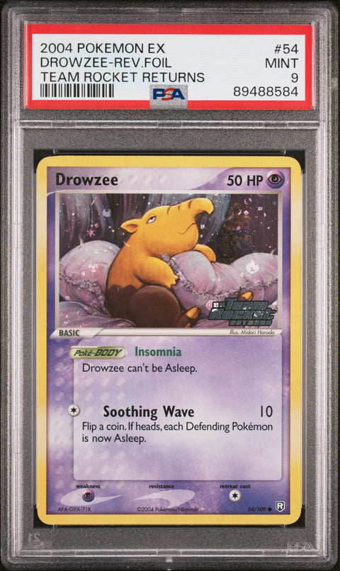 2004 Pokemon Ex Team Rocket Returns #54 Drowzee-Rev.Foil PSA 9