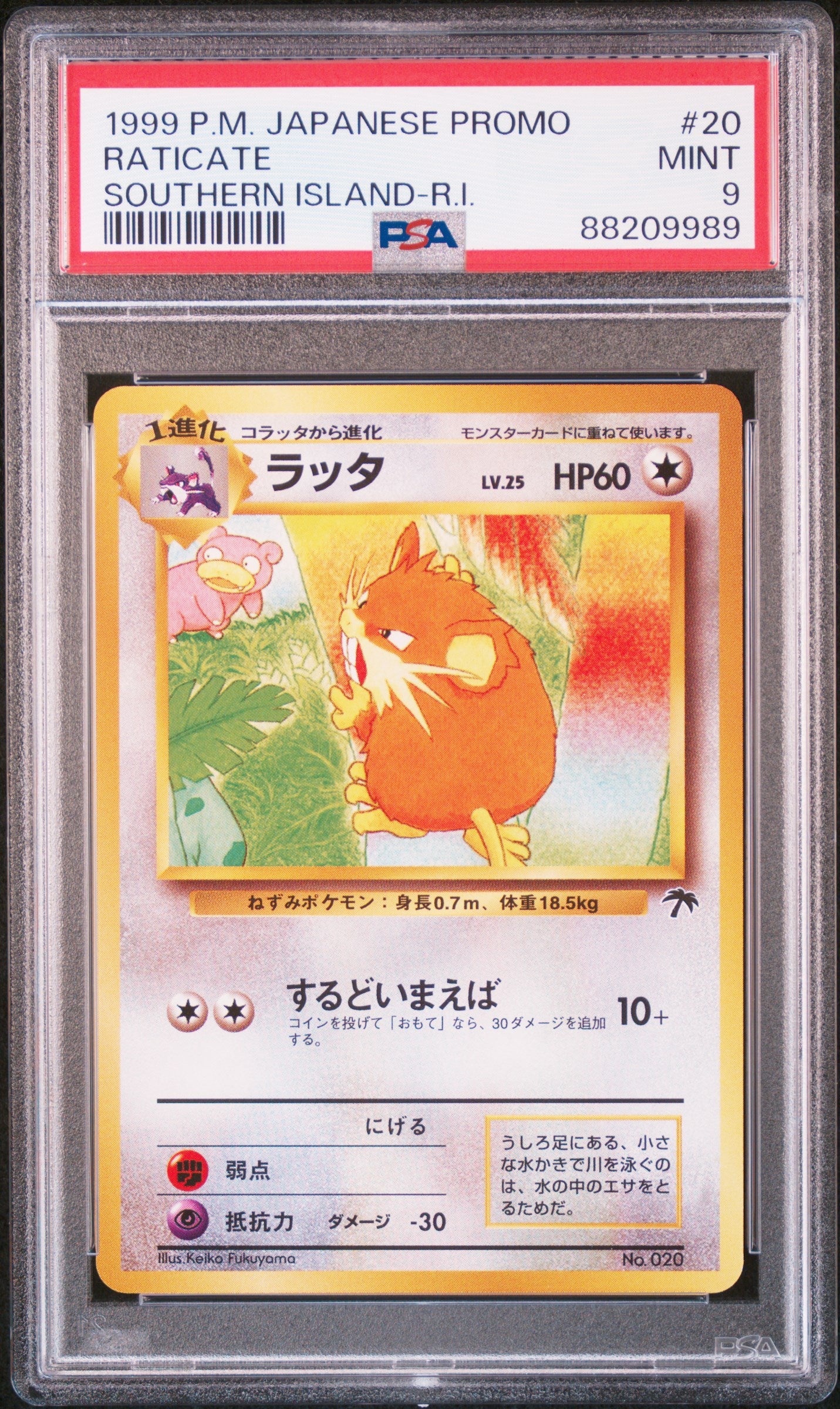 1999 Pokemon Japanese Promo Southern Islands #20 Raticate PSA 9