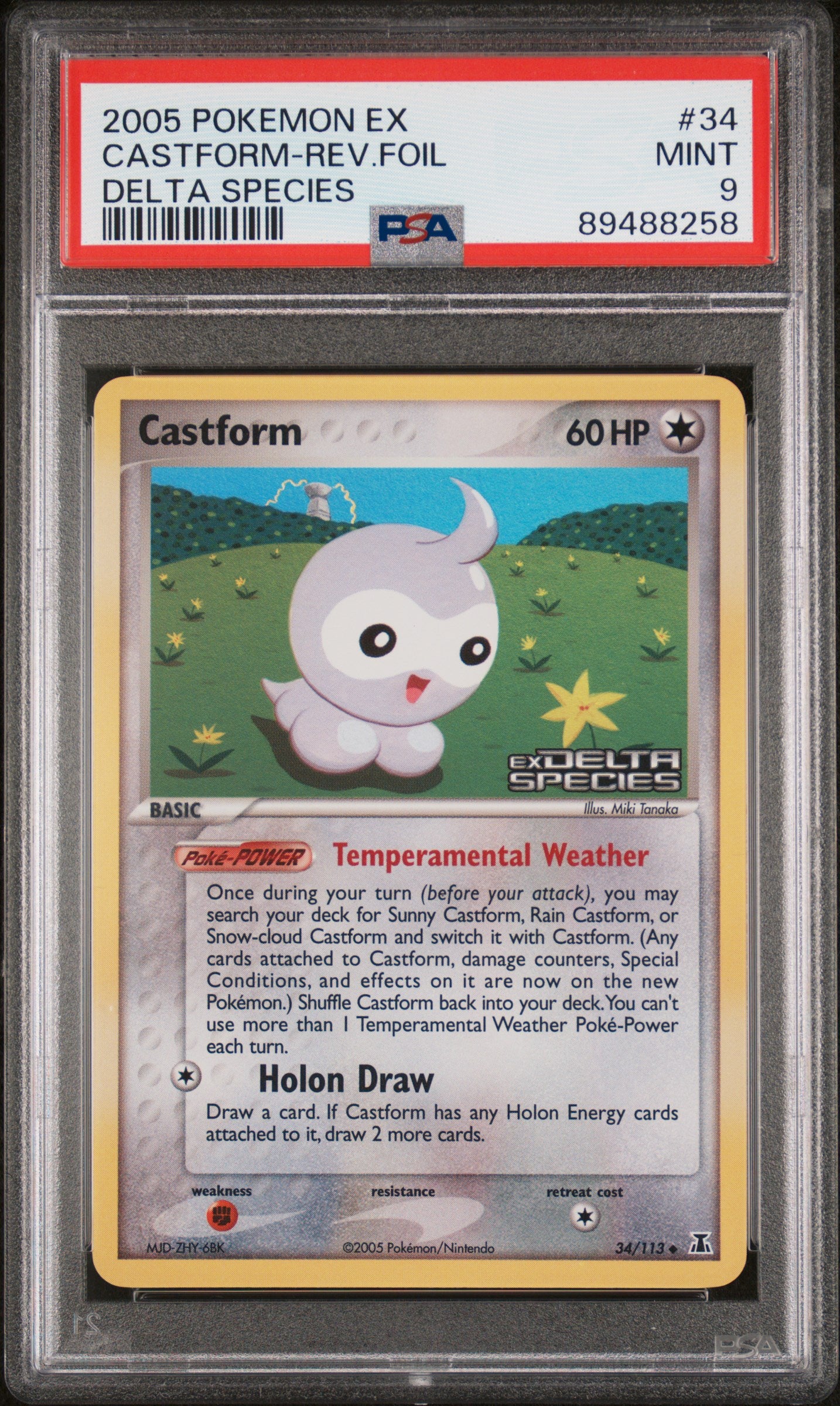 2005 Pokemon Ex Delta Species #34 Castform-Rev.Foil Delta Species PSA 9