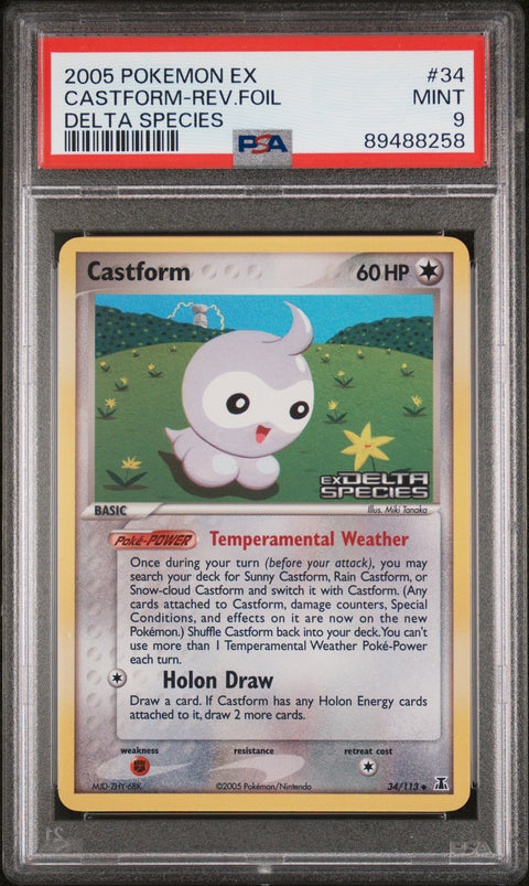 2005 Pokemon Ex Delta Species #34 Castform-Rev.Foil Delta Species PSA 9