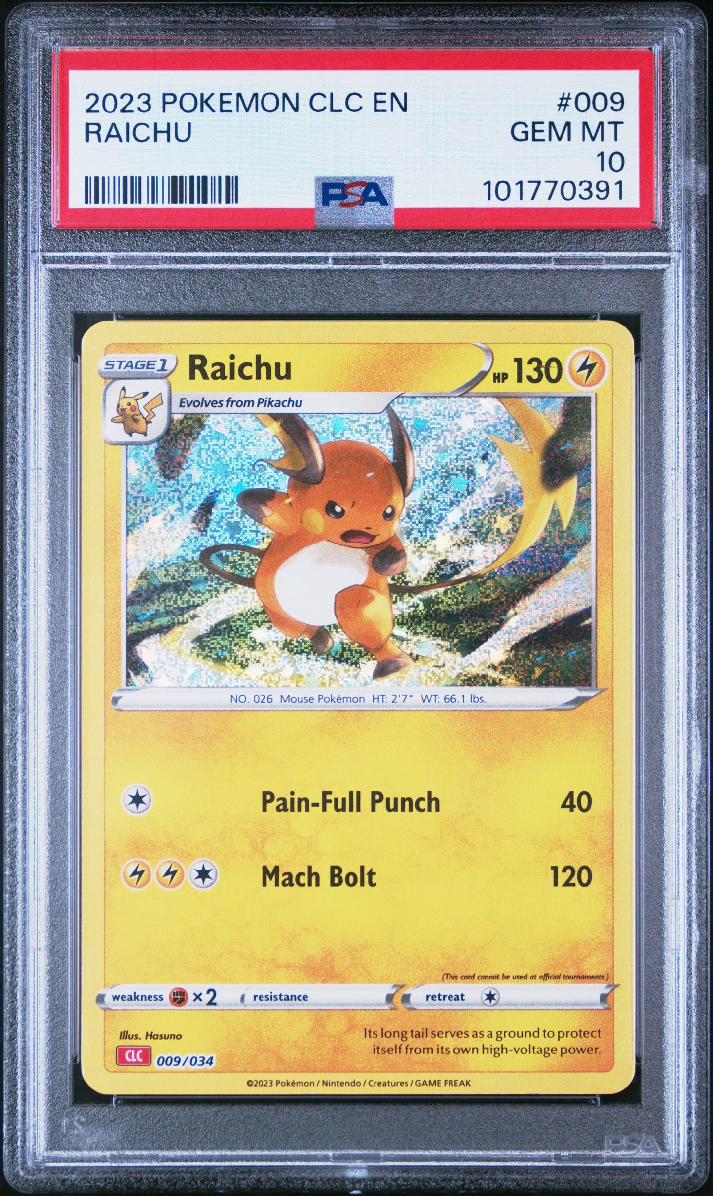 2023 Pokemon Clc- TCG Classic Charizard & Ho-Oh Ex Deck #009 Raichu PSA 10