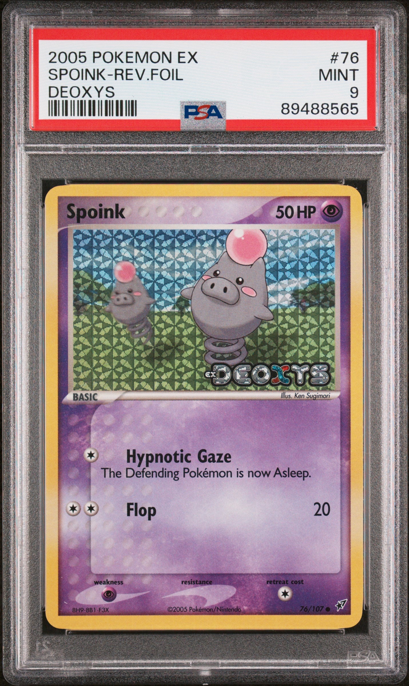 2005 Pokemon Ex Deoxys #76 Spoink-Rev.Foil Deoxys PSA 9