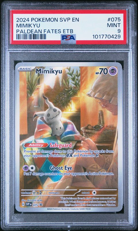 2024 Pokemon Svp En-Sv Black Star Promo #075 Mimikyu Paldean Fates Etb PSA 9