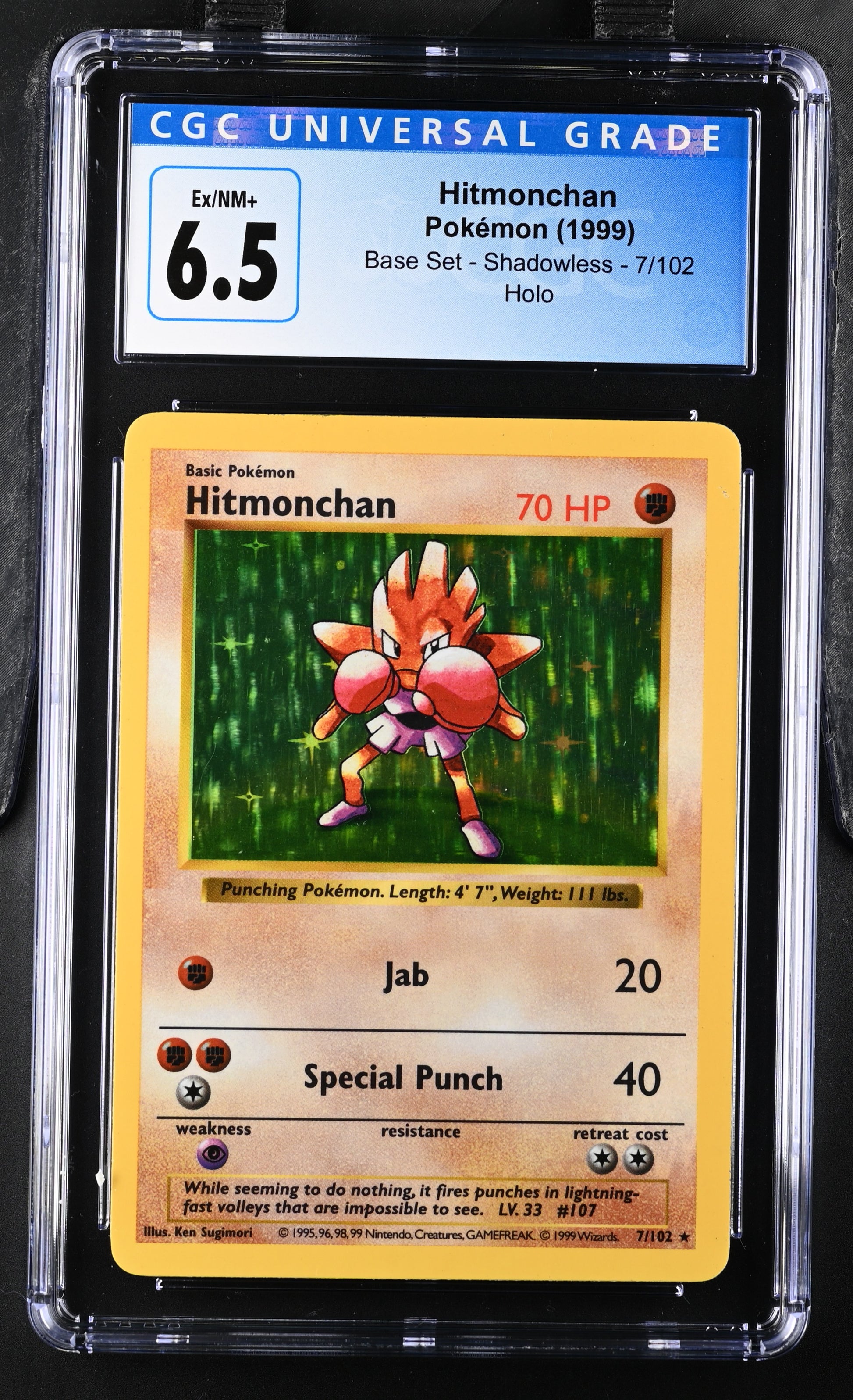 1999 Base Set #7/102 Hitmonchan CGC 6.5