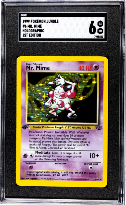 1999 Pokemon Jungle #6 Mr. Mime Holographic 1stEd. SGC 6