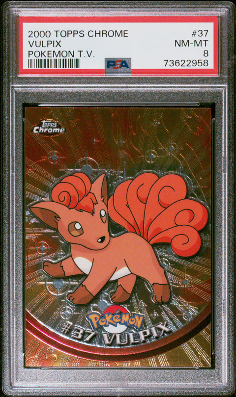 2000 Topps Chrome Pokemon T.V. #37 Vulpix Pokemon T.V. PSA 8