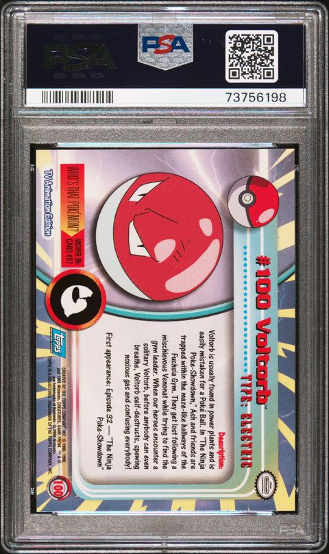 2000 Topps Pokemon Tv Animation Series 2 #100 Voltorb Animation Series 2 PSA 9