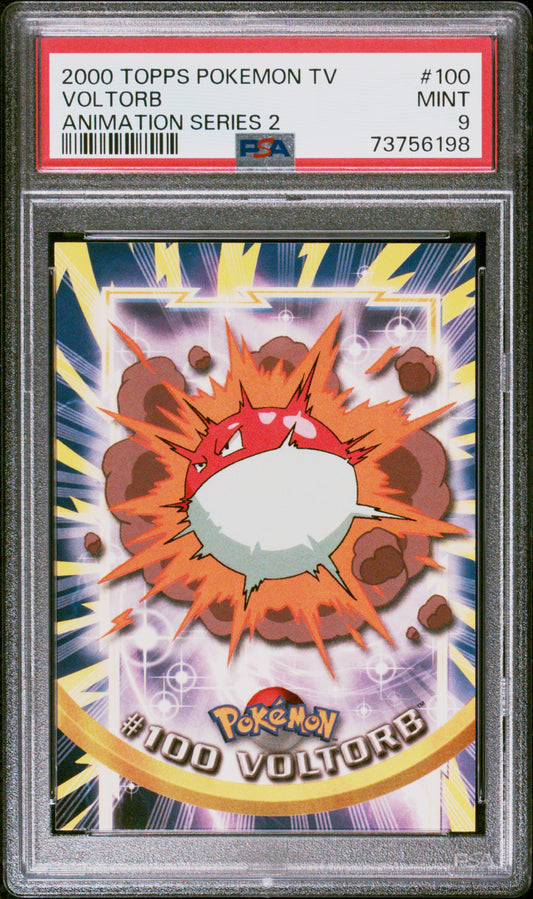 2000 Topps Pokemon Tv Animation Series 2 #100 Voltorb Animation Series 2 PSA 9
