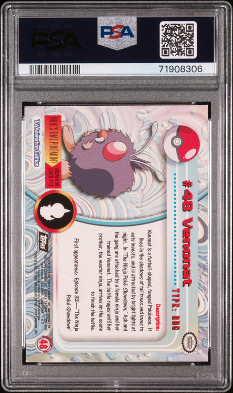 1999 Topps Pokemon Tv #48 Venonat Foil PSA 7