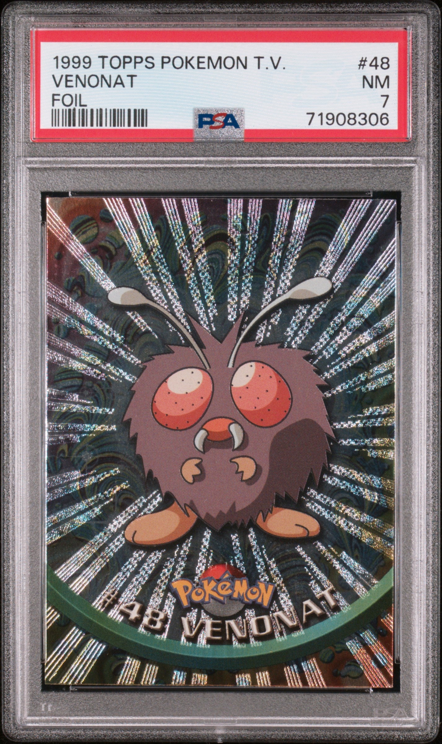 1999 Topps Pokemon Tv #48 Venonat Foil PSA 7