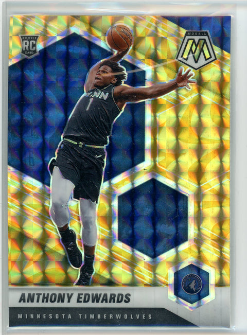 2020-21 Panini Mosaic #201 Anthony Edwards Mosaic Reactive Yellow