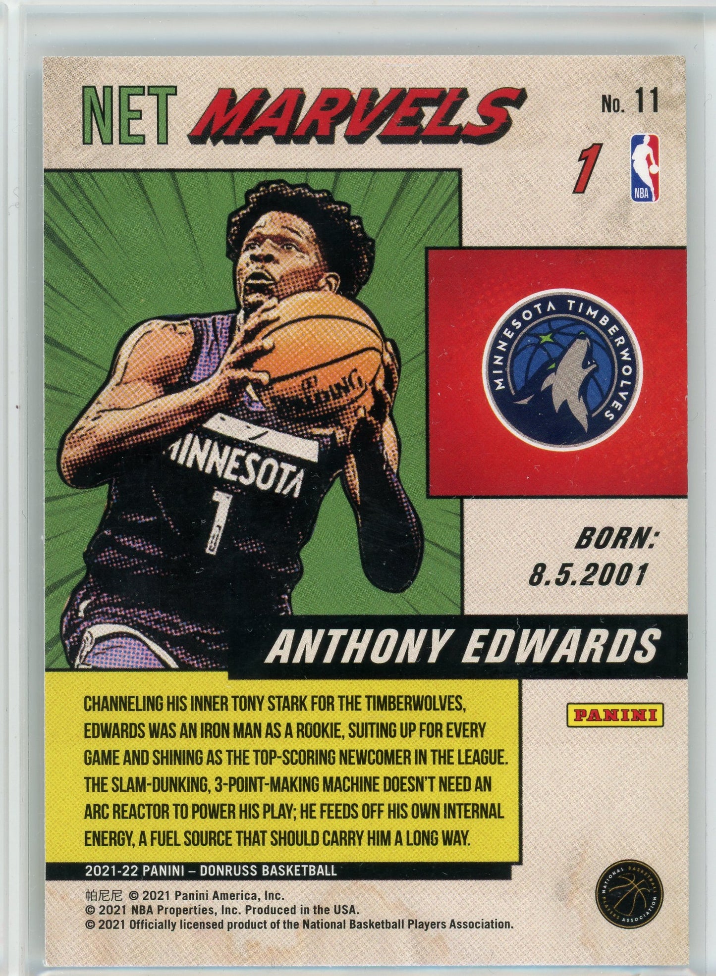 2021-22 Donruss #11 Anthony Edwards Net Marvels Press Proof