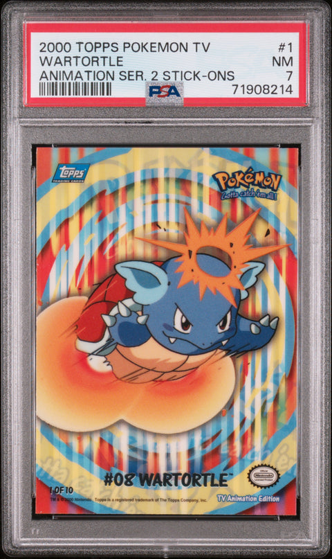 2000 Topps Pokemon Tv Animation Series 2 Stick-Ons #1 Wartortle PSA 7