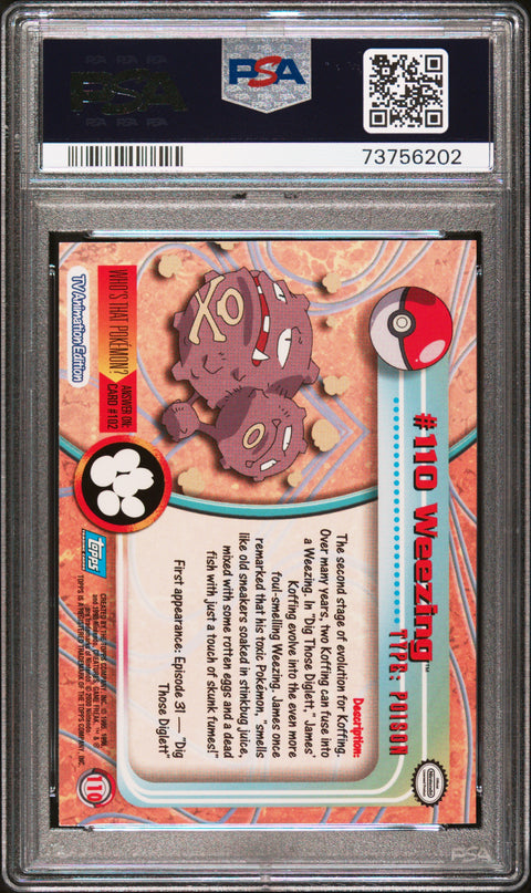 2000 Topps Pokemon Tv Animation Series 2 #110 Weezing PSA 8
