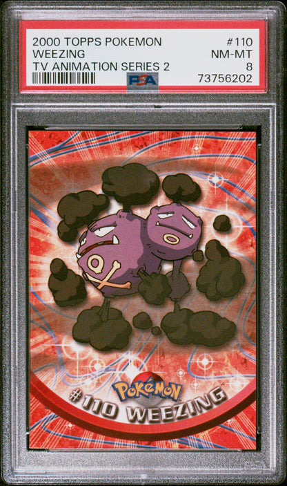2000 Topps Pokemon Tv Animation Series 2 #110 Weezing PSA 8