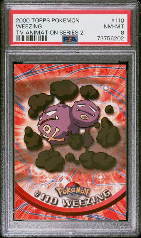 2000 Topps Pokemon Tv Animation Series 2 #110 Weezing PSA 8