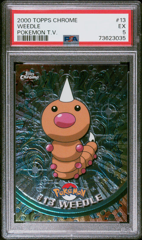 2000 Topps Chrome Pokemon T.V. #13 Weedle Pokemon T.V. PSA 5