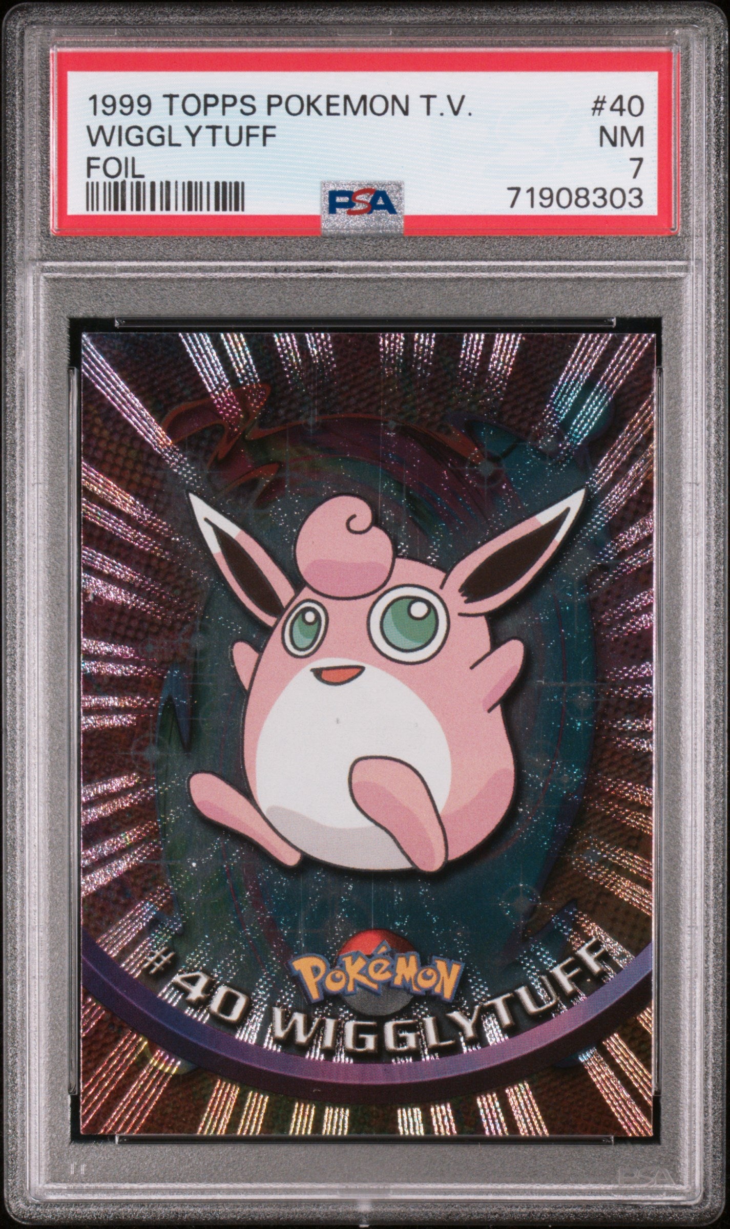 1999 Topps Pokemon Tv #40 Wigglytuff Foil PSA 7