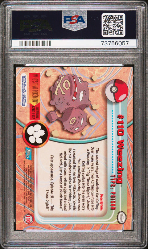 2000 Topps Pokemon Tv Animation Series 2 #110 Weezing PSA 10