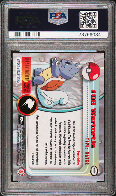 1999 Topps Pokemon Tv #8 Wartortle PSA 8