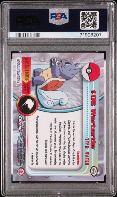 2000 Topps Chrome Pokemon T.V. #8 Wartortle Pokemon T.V. PSA 8