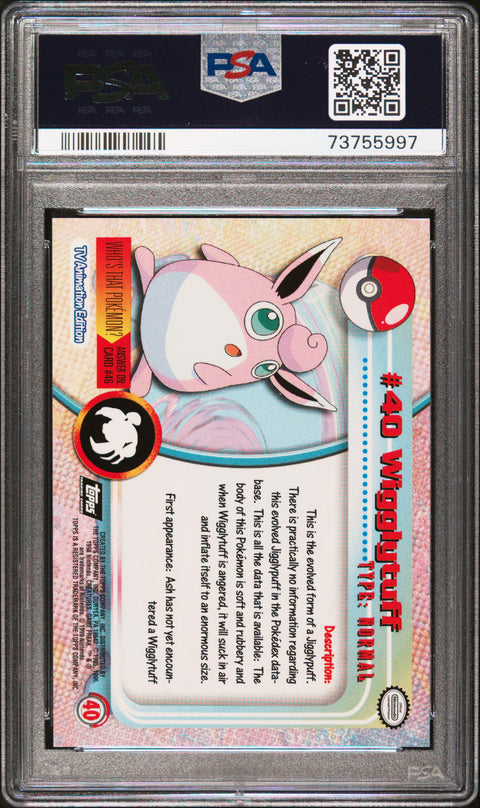 1999 Topps Pokemon Tv #40 Wigglytuff PSA 8