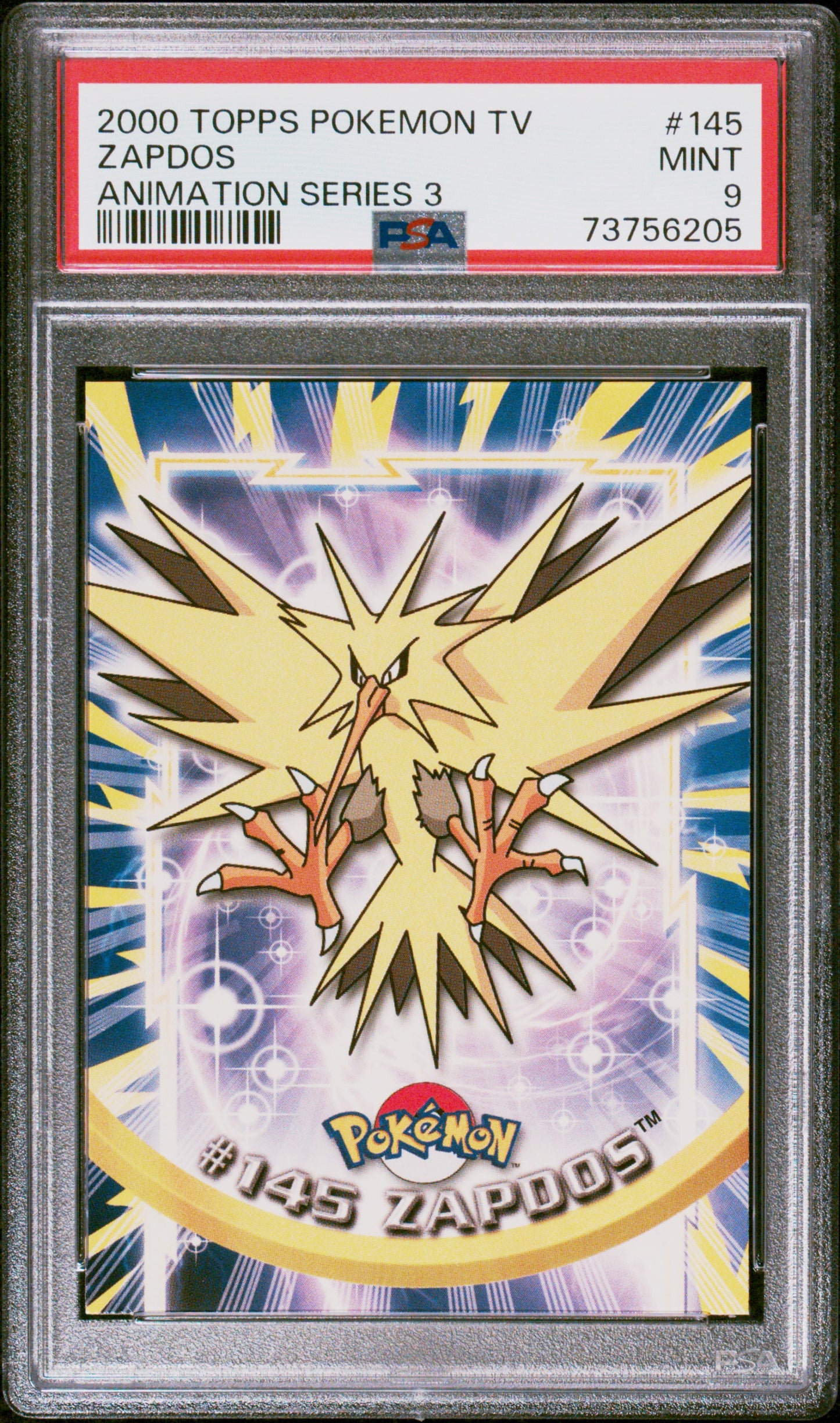 2000 Topps Pokemon Tv Animation Series 3 #145 Zapdos Animation Series 3 PSA 9