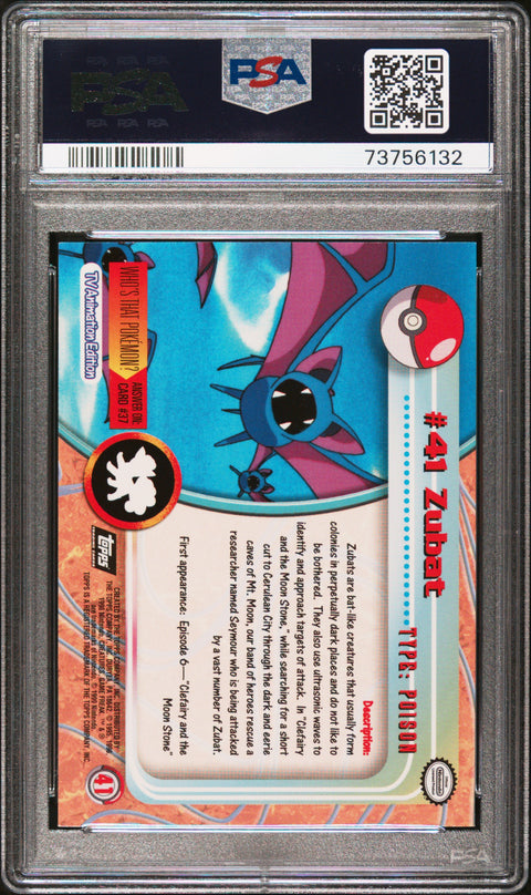 1999 Topps Pokemon Tv #41 Zubat PSA 10