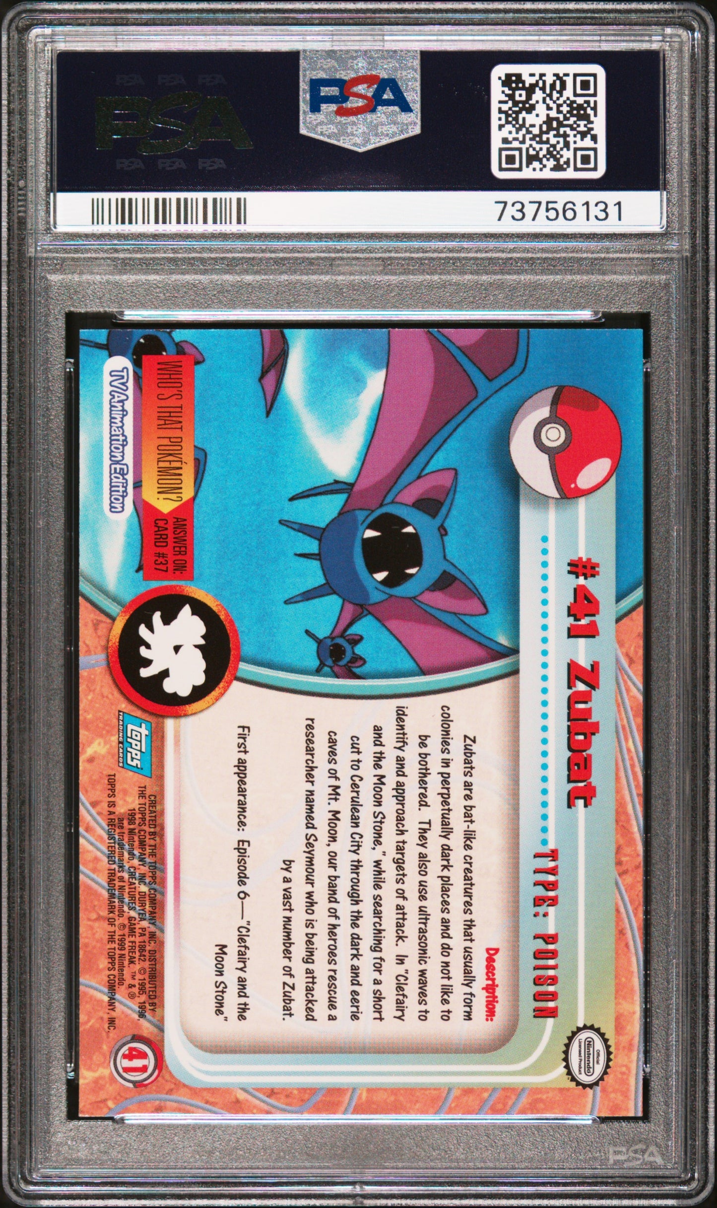 1999 Topps Pokemon Tv #41 Zubat PSA 9 – Aloha Card Shop