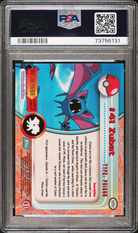 1999 Topps Pokemon Tv #41 Zubat PSA 9