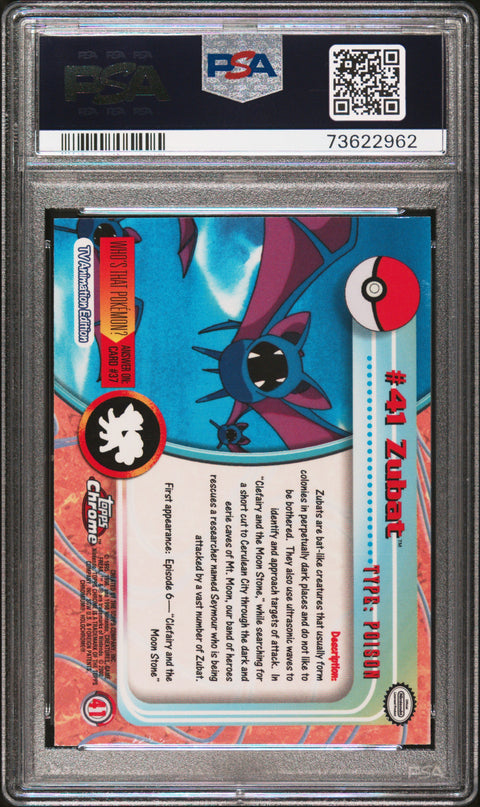 2000 Topps Chrome Pokemon T.V. #41 Zubat Pokemon T.V. PSA 9