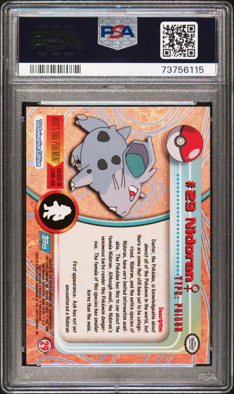 1999 Topps Pokemon Tv #29 Nidoran PSA 10