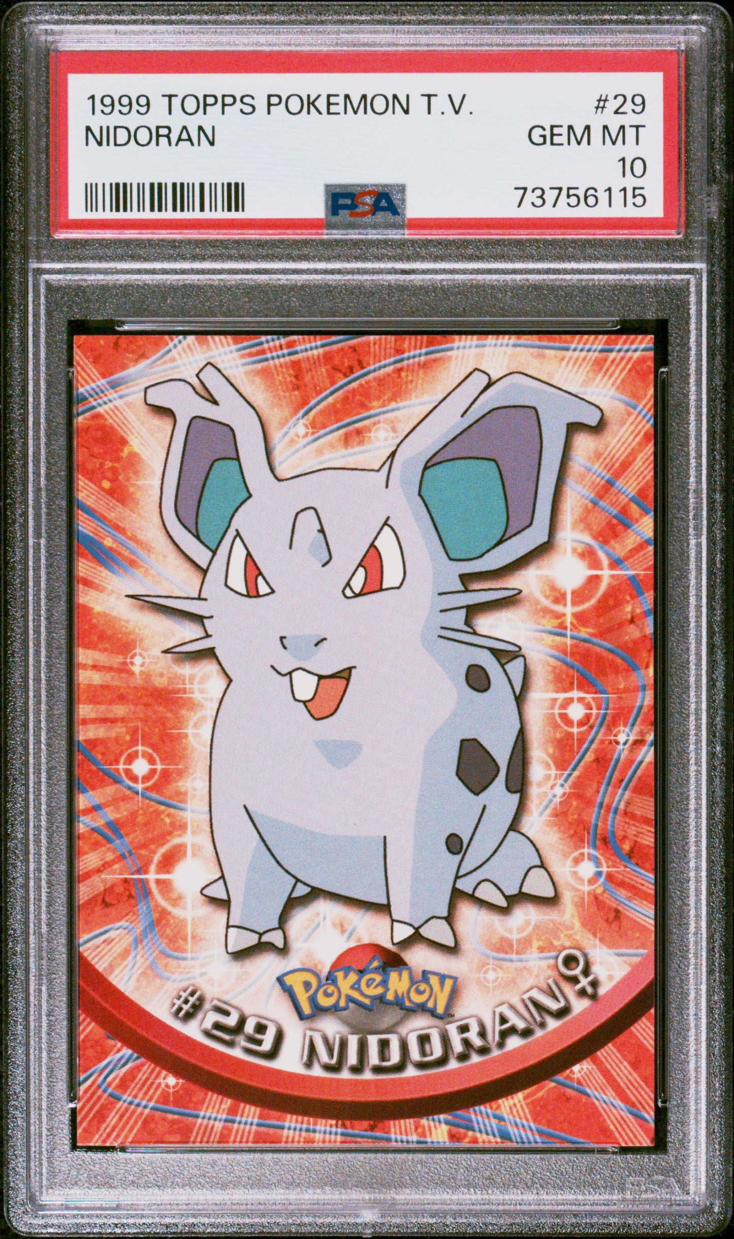 1999 Topps Pokemon Tv #29 Nidoran PSA 10