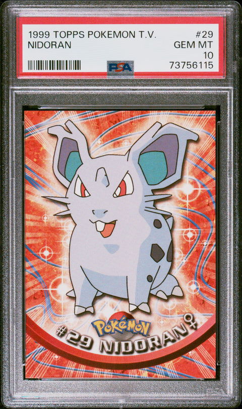 1999 Topps Pokemon Tv #29 Nidoran PSA 10
