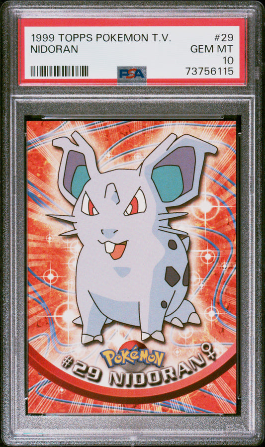 1999 Topps Pokemon Tv #29 Nidoran PSA 10