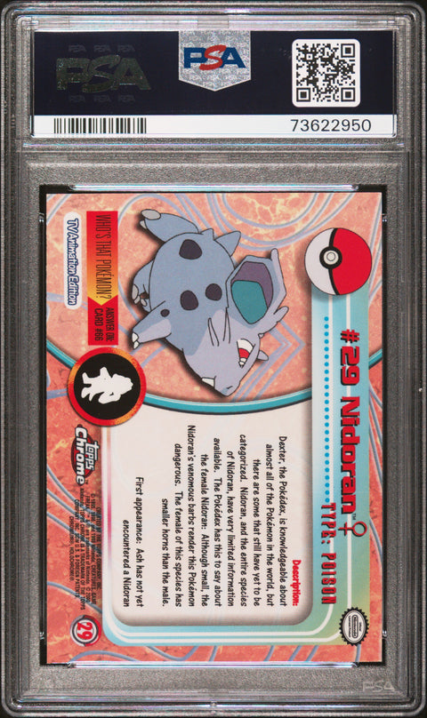 2000 Topps Chrome Pokemon T.V. #29 Nidoran Pokemon T.V. PSA 10