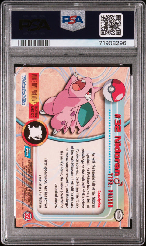 1999 Topps Pokemon Tv #32 Nidoran Rainbow Foil PSA 7