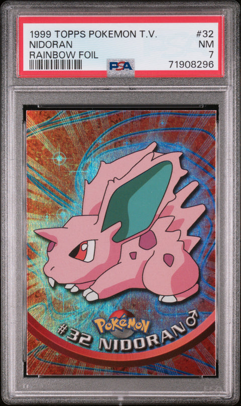 1999 Topps Pokemon Tv #32 Nidoran Rainbow Foil PSA 7