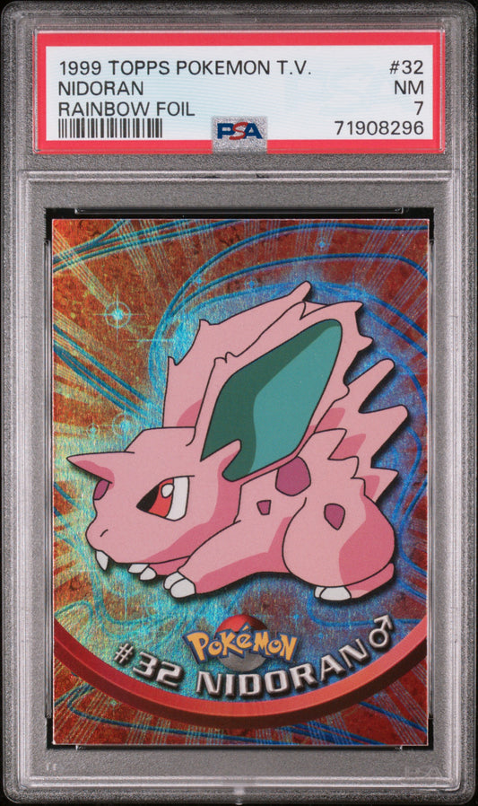 1999 Topps Pokemon Tv #32 Nidoran Rainbow Foil PSA 7