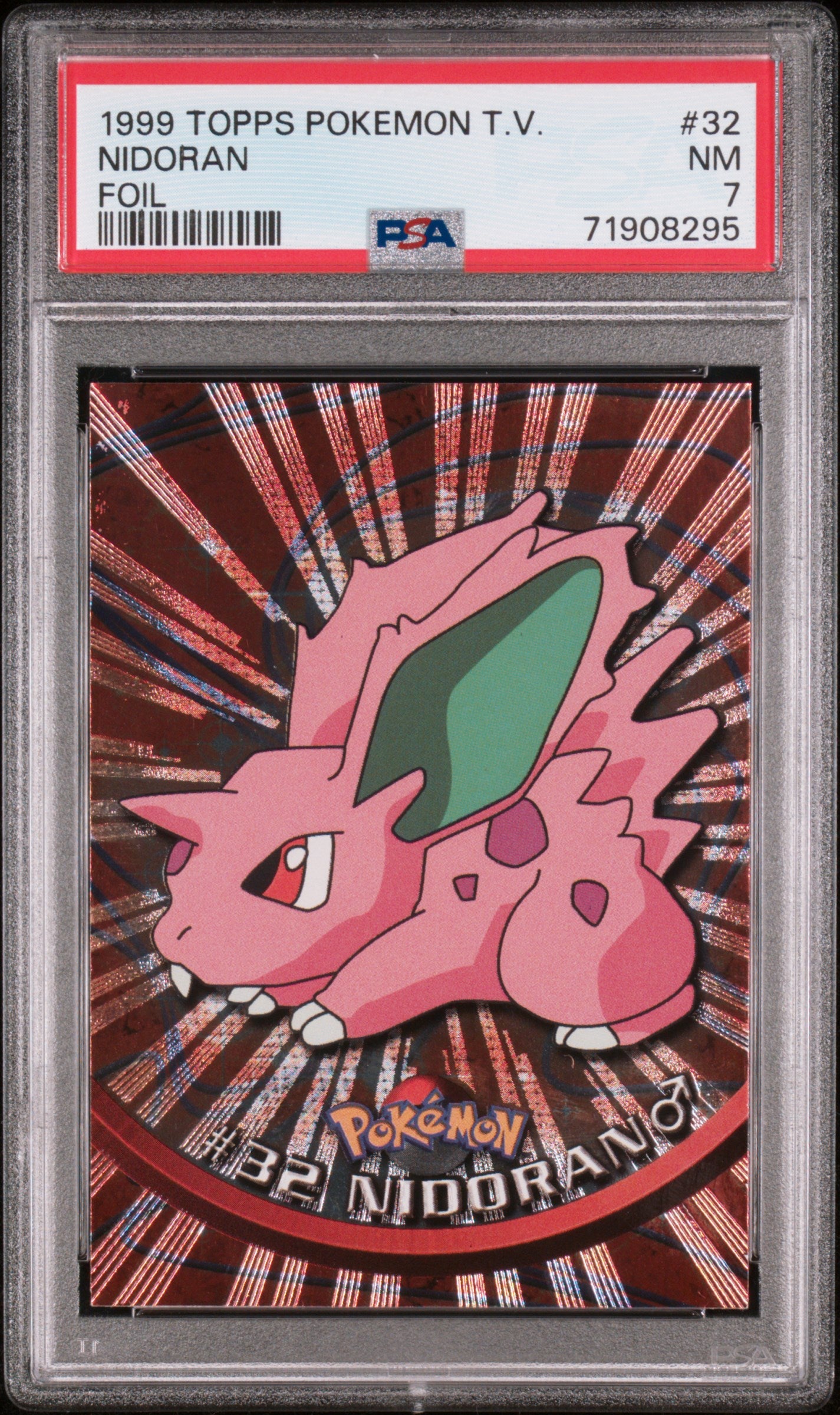 1999 Topps Pokemon Tv #32 Nidoran Foil PSA 7