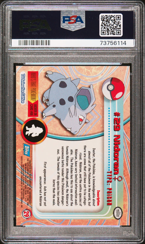 1999 Topps Pokemon Tv #29 Nidoran PSA 9
