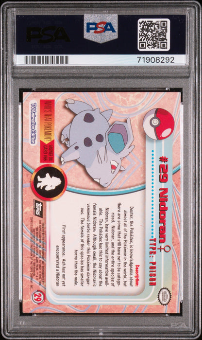 1999 Topps Pokemon Tv #29 Nidoran Foil PSA 8