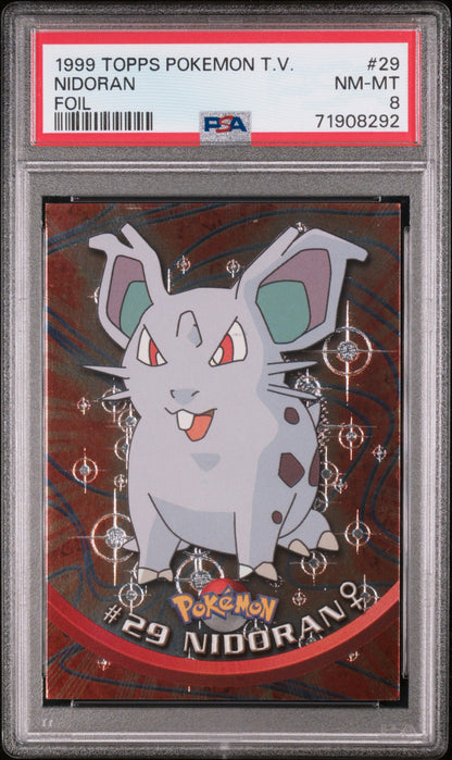 1999 Topps Pokemon Tv #29 Nidoran Foil PSA 8