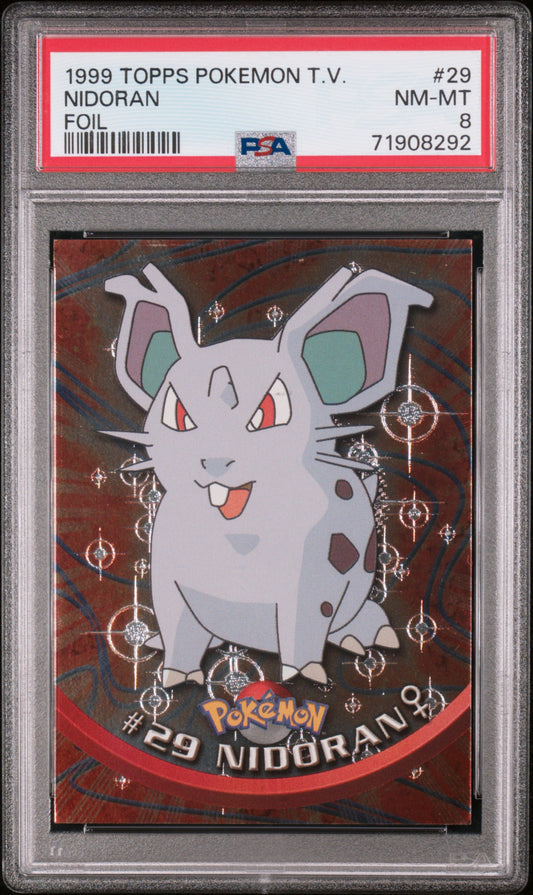 1999 Topps Pokemon Tv #29 Nidoran Foil PSA 8