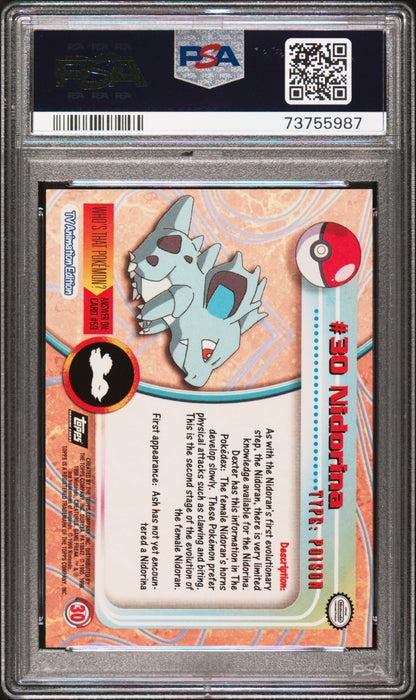 1999 Topps Pokemon Tv #30 Nidorina PSA 7
