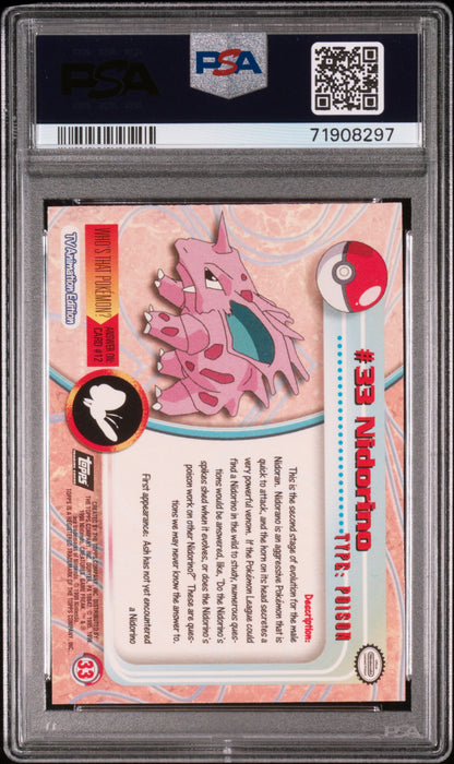 1999 Topps Pokemon Tv #33 Nidorino Foil PSA 8