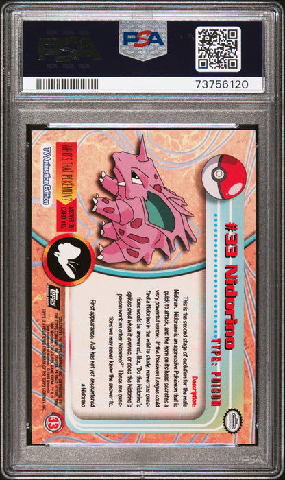 1999 Topps Pokemon Tv #33 Nidorino PSA 7