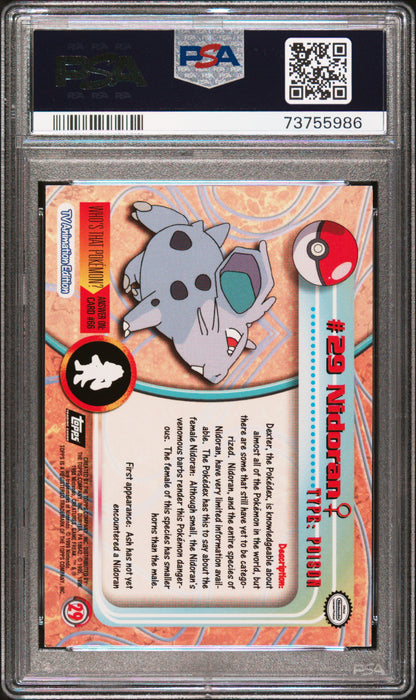 1999 Topps Pokemon Tv #29 Nidoran PSA 8
