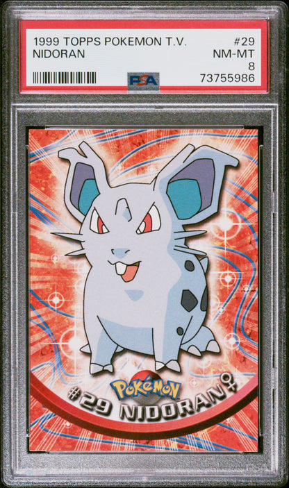1999 Topps Pokemon Tv #29 Nidoran PSA 8